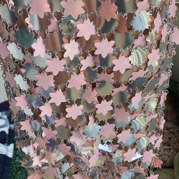 Paco Rabanne silver and pink star dress small - Picture 7 of 9